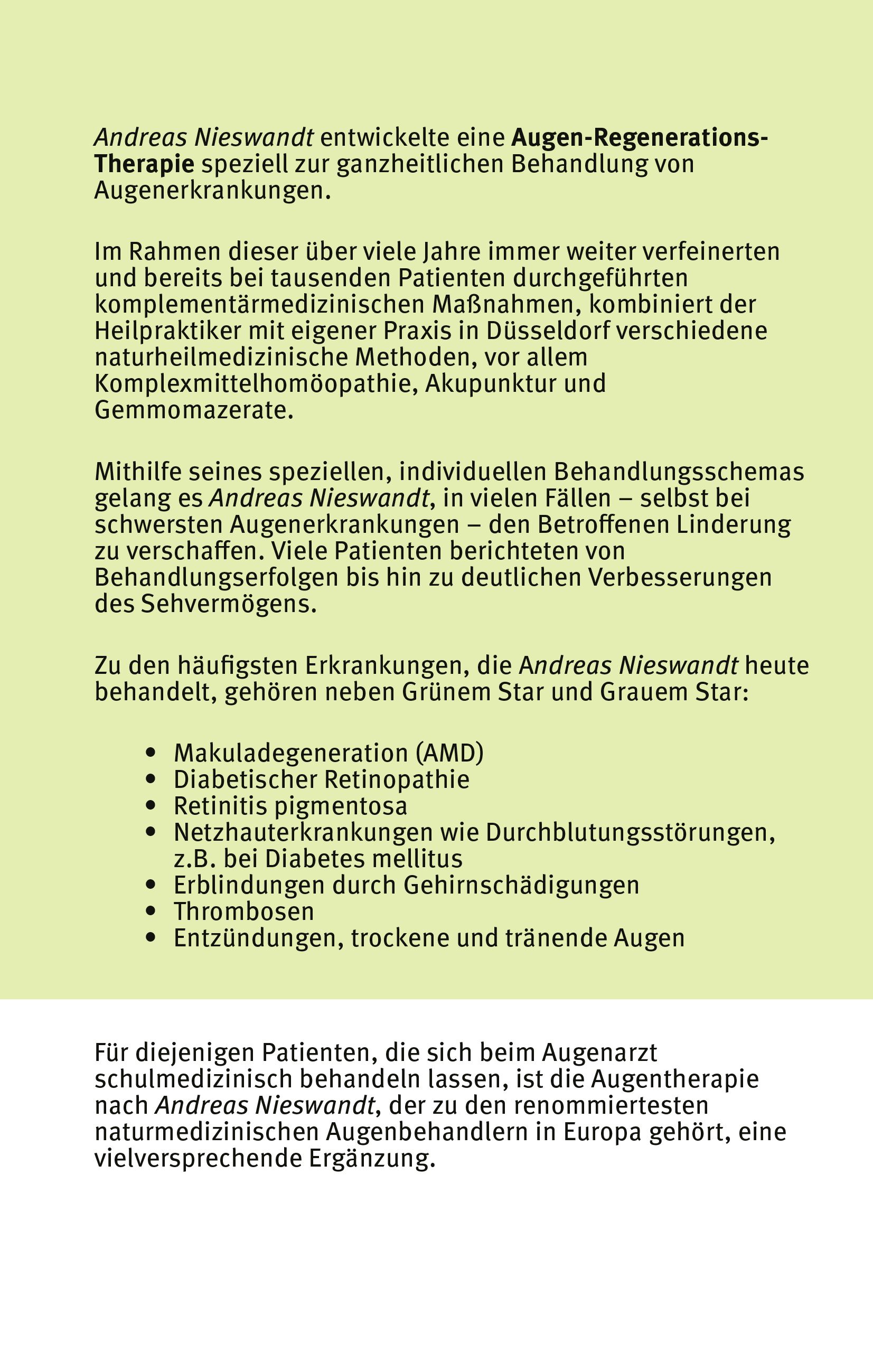 Grüner Star - Grauer Star - Trockenes Auge